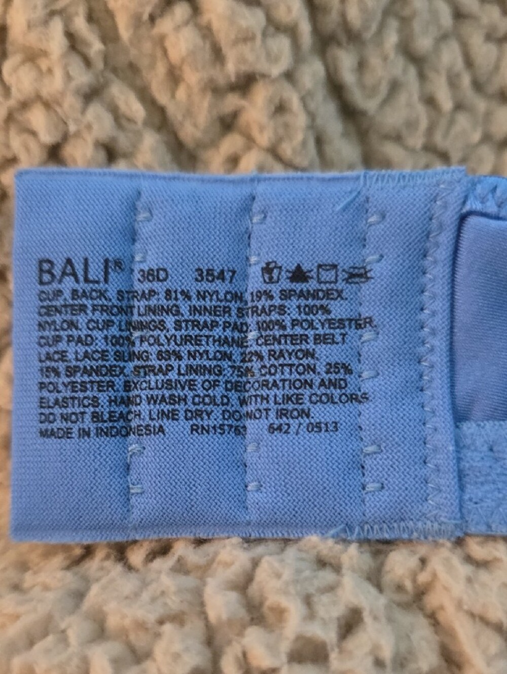 Bali Smooth Molded Underwire Bra - Periwinkle Blue - Picture 2 of 2